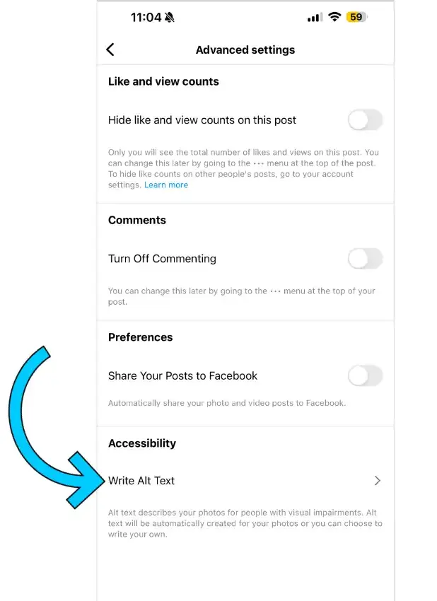 اضافه کردن متن جایگزین (Alt Text) در پست اینستاگرام